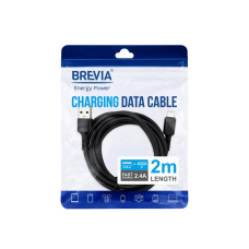 Кабель Brevia USB to Lightning 2,4A 2м, чорний ZIP (51200BULZ1)