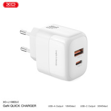 Мережевий зарядний пристрій XO L138 PD30W/QC18W 1USB-A+1USB-C + Lightning кабель білий