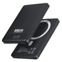 Повербанк (Power Bank) Brevia ePower 5000mAh MagSafe SuperSlim PD20W, Qі15W LCD чорний