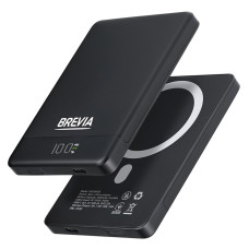 Повербанк (Power Bank) Brevia ePower 5000mAh MagSafe SuperSlim PD20W, Qі15W LCD чорний