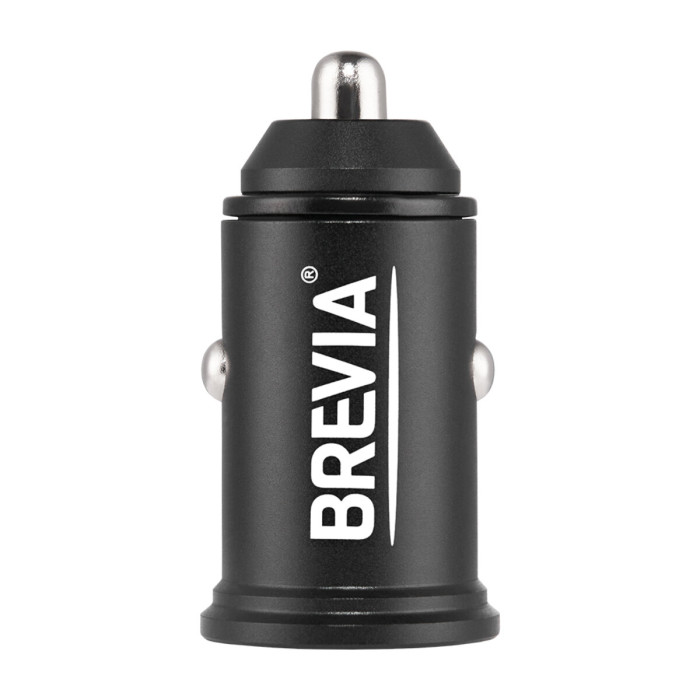 Автомобільний зарядний пристрій Brevia ePower DualMetal 48W 1xUSB-C+1xUSB-A, чорний