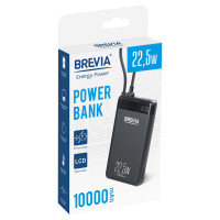 Повербанк (Power Bank) Brevia ePower 10000mAh 22,5W SuperSlim LCD чорний металік + кабель