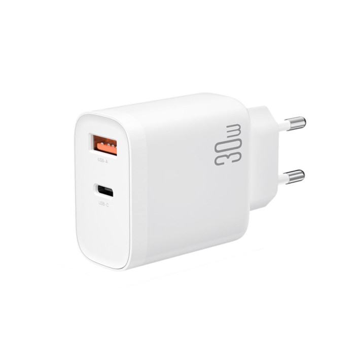 Мережевий зарядний пристрій XO L116 PD30W/QC18W 1USB-C+1USB-A Type-C кабель білий