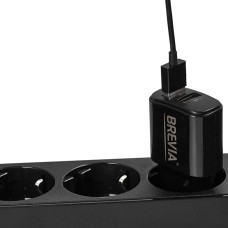 Мережевий зарядний пристрій Brevia ePower 12W 2xUSB-A + кабель USB-A to Lightning 1м чорний