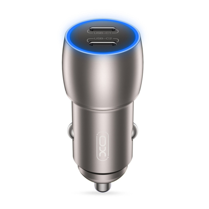 Автомобільний зарядний пристрій XO CC51 PD40W Metal Intelligent Dual + Lightning кабель