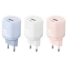 Мережевий зарядний пристрій XO L144 PD20W 1USB-A+1USB-C pink