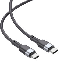 Кабель Brevia Type-C to Type-C 60W 1,2м, чорний ZIP (52120BCCZ1)