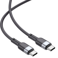 Кабель Brevia Type-C to Type-C 60W 1,2м, чорний ZIP (52120BCCZ1)
