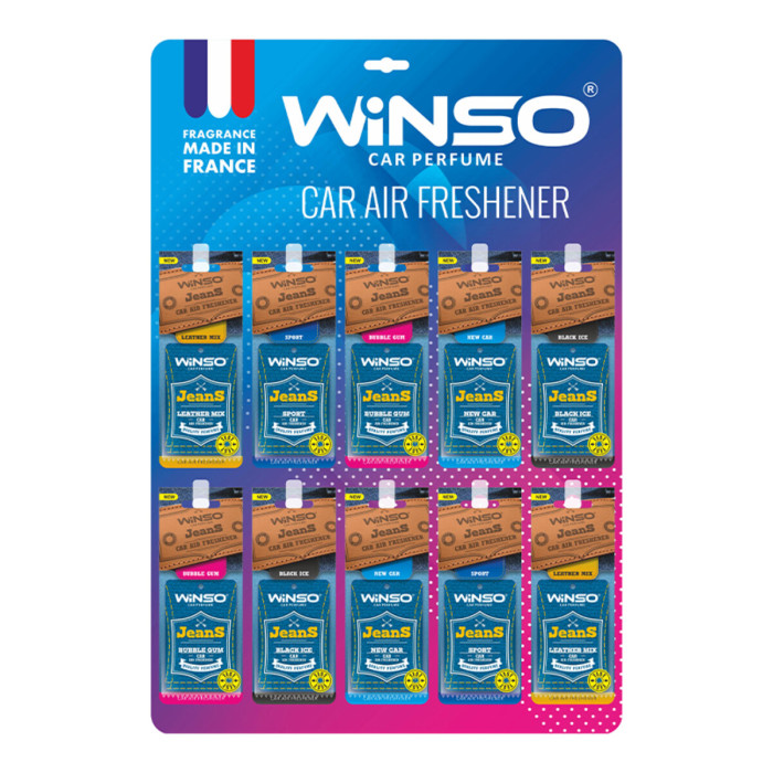 Освіжувач повітря Winso Jeans, целюлозний ароматизатор, дисплей MIX