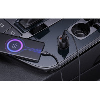 Автомобільний зарядний пристрій XO CC55 QC18W+USB12W + Lightning кабель чорний