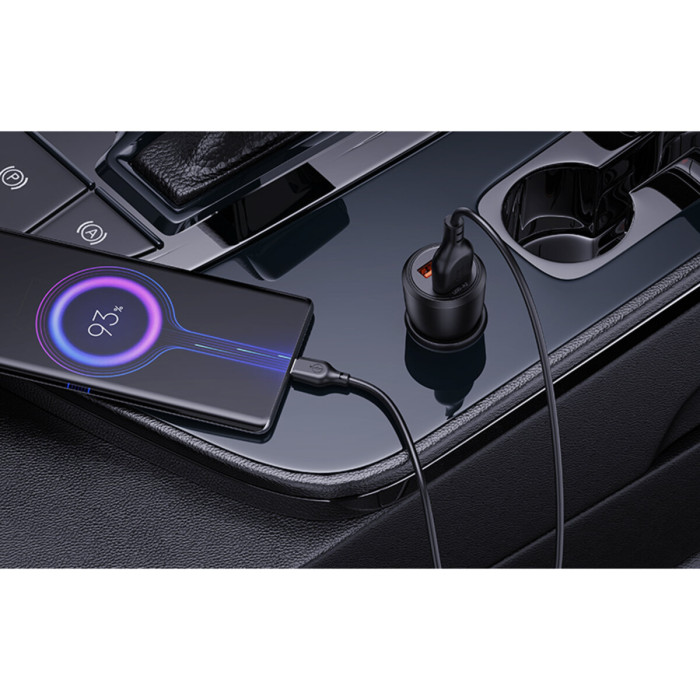 Автомобільний зарядний пристрій XO CC55 QC18W+USB12W + Lightning кабель чорний