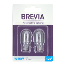 Лампа розжарювання Brevia W16W 12V 16W W2,1x9,5d B2, 2шт