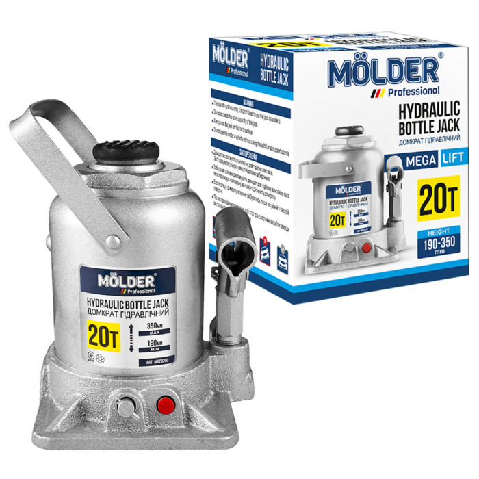 Домкрат гідравлічний пляшковий Molder 20т 190-350мм