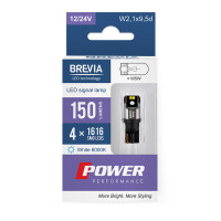 Автолампа Brevia Power LED W5W 150Lm 4x1616SMD 12/24V CANbus, 2шт