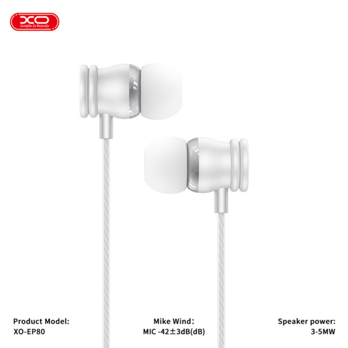 Навушники дротові XO EP80 In ear Type-C білі