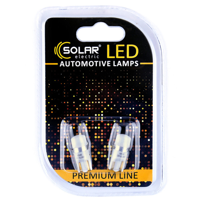 Автолампа Solar LED 12V T10 W2.1x9.5d 1SMD white, 2шт SL1340