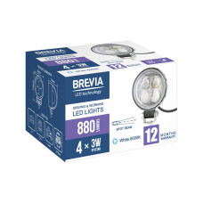 Фара світлодіодна Brevia Epistar 4D Spot 10-30V, 12W (4x3W), 880Lm, 1шт (10602RLX1)
