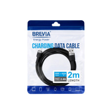 Кабель Brevia USB to Lightning 2,4А 2м, чорний ZIP (53200BULZ1)