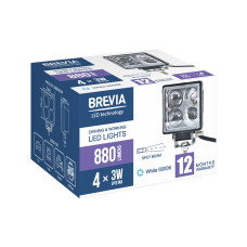 Фара світлодіодна Brevia Epistar 4D Spot 10-30V, 12W (4x3W), 880Lm, 1шт (10602QLX1)