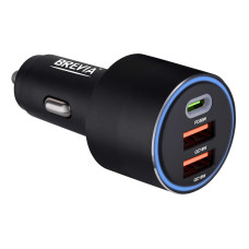 Автомобільний зарядний пристрій Brevia ePower TriCharge 66W 1xUSB-C+2xUSB-A чорний