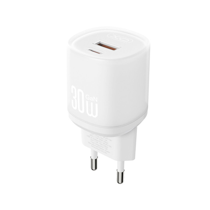 Мережевий зарядний пристрій XO L151 30W 1USB-A+1USB-C + Type-C кабель білий