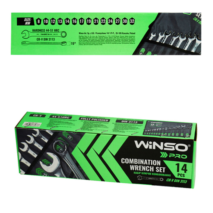 Набір ключів Winso Pro комбіновані CR-V 14шт 8-32мм