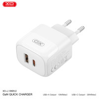 Мережевий зарядний пристрій XO L138 PD30W/QC18W 1USB-A+1USB-C + Lightning кабель білий