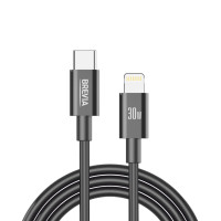 Кабель Brevia Type-C to Lightning 30W 1м, чорний ZIP (55100BCLZ1)
