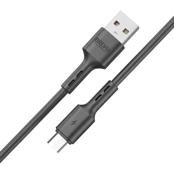 Кабель Brevia USB to Micro 2,4A 1м, чорний ZIP (51100BUMZ1)