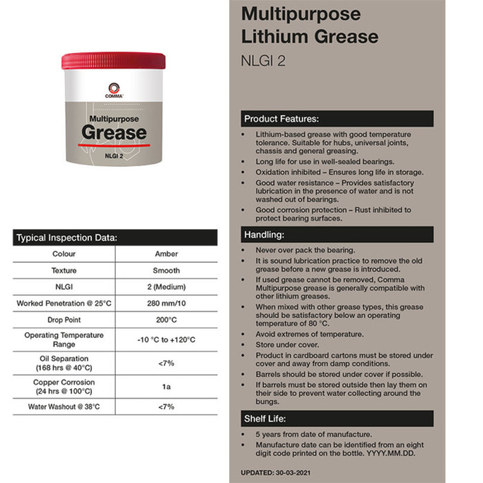 Змазка Comma Multipurpose Grease 2 пластична літієва чорна 3кг