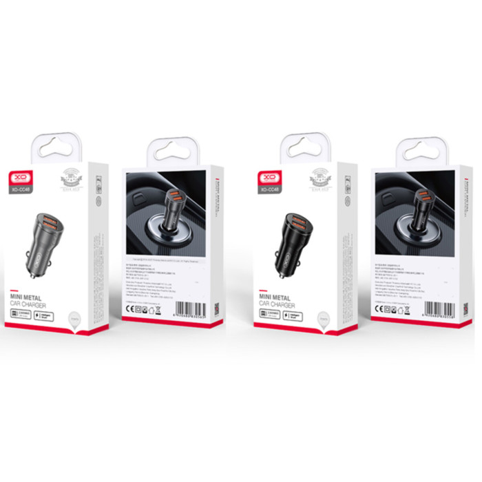 Автомобільний зарядний пристрій XO CC48 Smart Dual USB Metal чорний