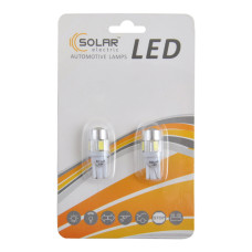 Автолампа Solar LED 12V T10 W2.1x9.5d 6SMD 5630 with lens white, 2шт