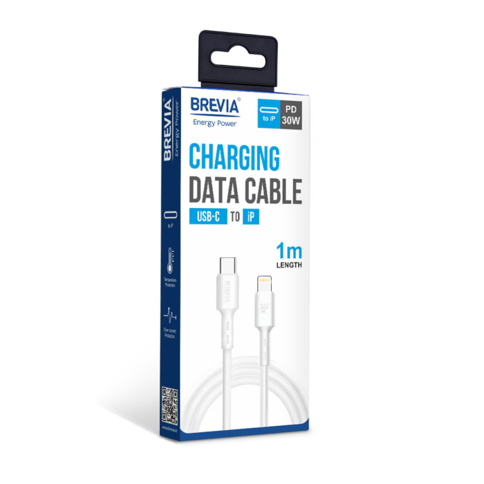 Кабель Brevia Type-C to Lightning 30W 1м, білий box (51100WCLC1)