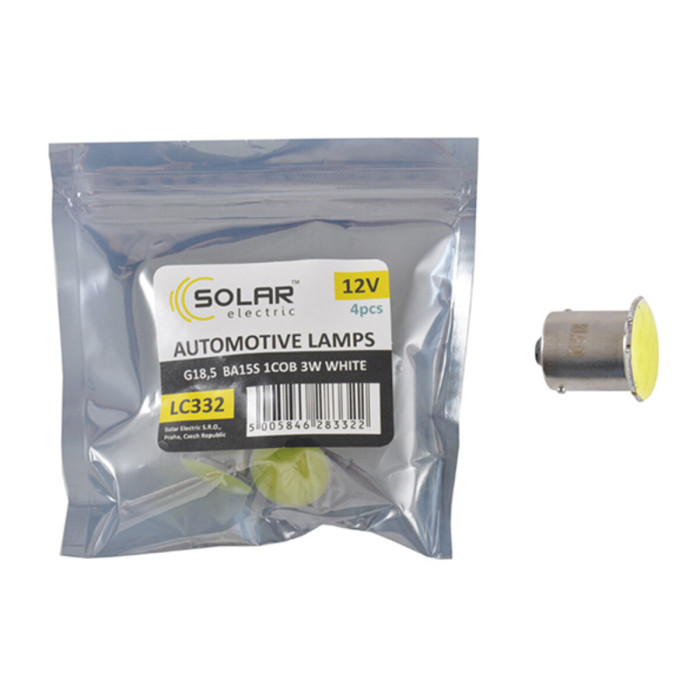 Автолампа Solar LED 12V G18.5 BA15s 1COB 96LM white 4шт
