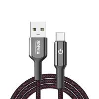 Кабель Brevia USB to Type-C 2,4А 1,2м, чорний box (54120BUCC1)