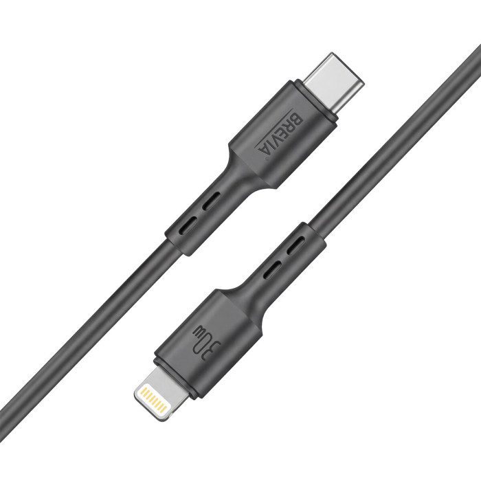 Кабель Brevia Type-C to Lightning 30W 1м, чорний ZIP (51100BCLZ1)
