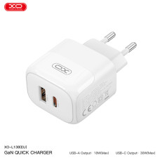 Мережевий зарядний пристрій XO L138 PD30W/QC18W 1USB-A+1USB-C  білий