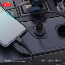 Автомобільний зарядний пристрій XO CC56 Plastic mini 30W+ Type-c кабель чорний