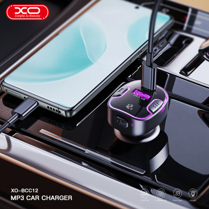 FM-трансмітер XO BCC12 Intelligent Bluetooth+MP3 чорний