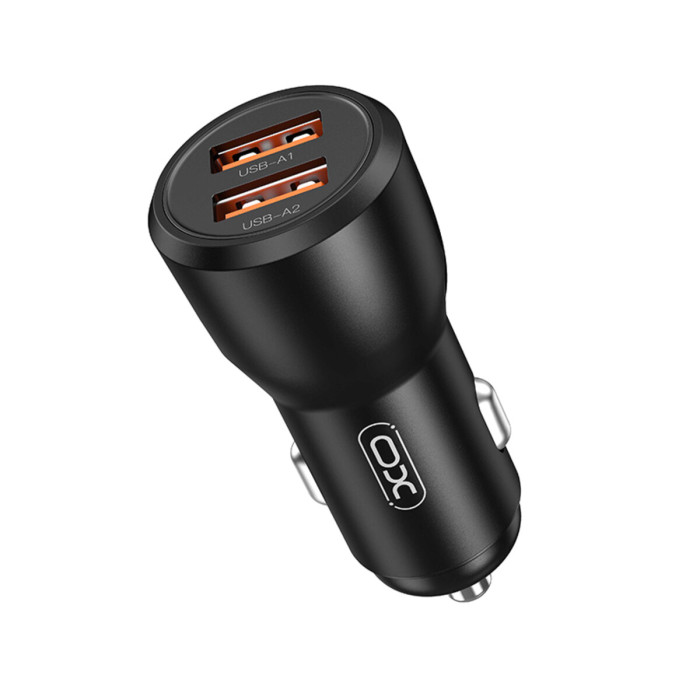 Автомобільний зарядний пристрій XO CC55 QC18W+USB12W + Lightning кабель чорний