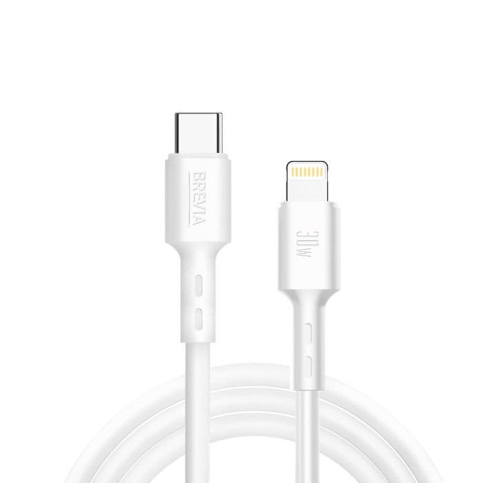 Кабель Brevia Type-C to Lightning 30W 1м, білий ZIP (51100WCLZ1)