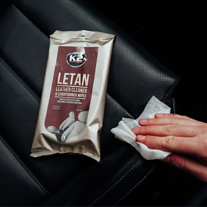 Вологі серветки для очищення шкіряної оббивки K2 Letan Leather Cleaner&Conditionner Wipes