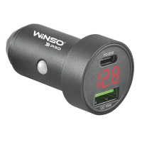 Автомобільний зарядний пристрій Winso Pro 48W 1xUSB-C+1xUSB-A, display, metal