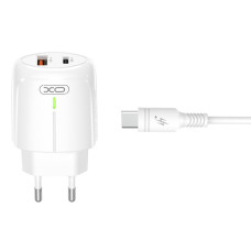 Мережевий зарядний пристрій XO L114 PD20W/QC18W + Lightning кабель білий