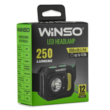 Ліхтар налобний Winso 250Lm, 3W XPE+3W COB, 850mAh, з сенсором білий/червоний