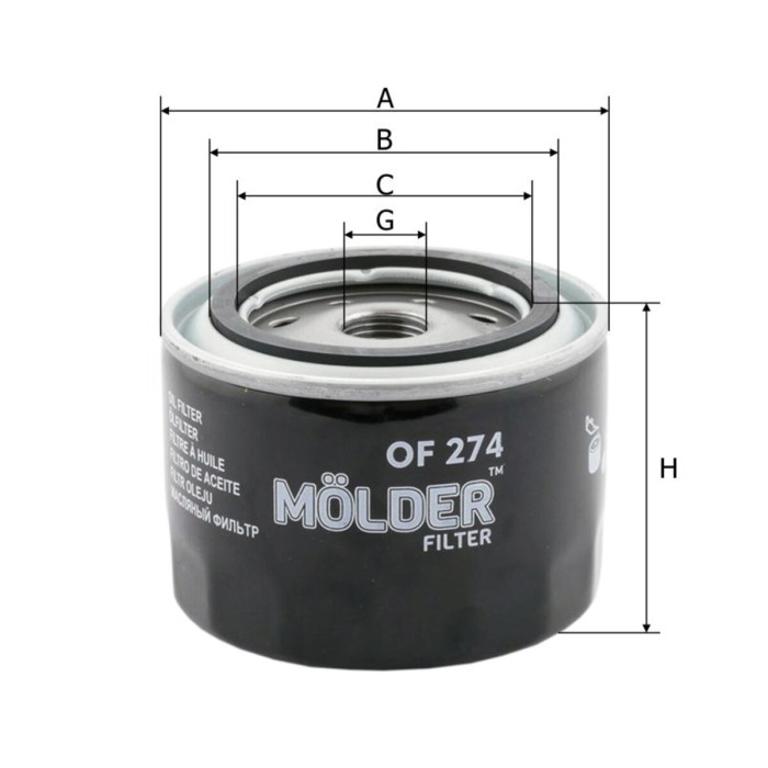 Фільтр масляний Molder Filter OF 274 (WL7168, OC384, W9142)