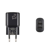 Мережевий зарядний пристрій Winso Pro 12W 2xUSB-A чорний