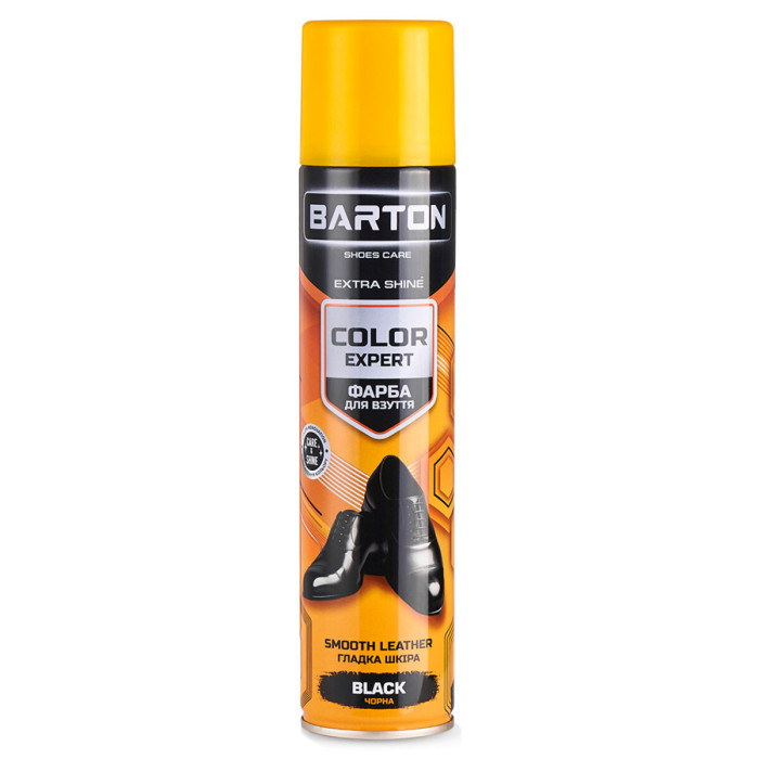 Фарба для взуття Barton Color Expert з гладкої шкіри, чорна аерозоль 300мл