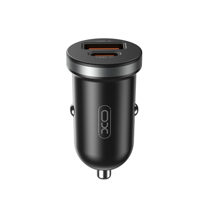Автомобільний зарядний пристрій XO CC56 Plastic mini 30W+ Lightning кабель чорний