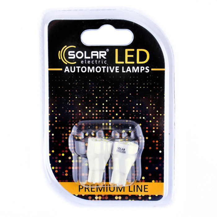 Автолампа Solar LED 12V T10 W2.1x9.5d 7SMD white, 2шт